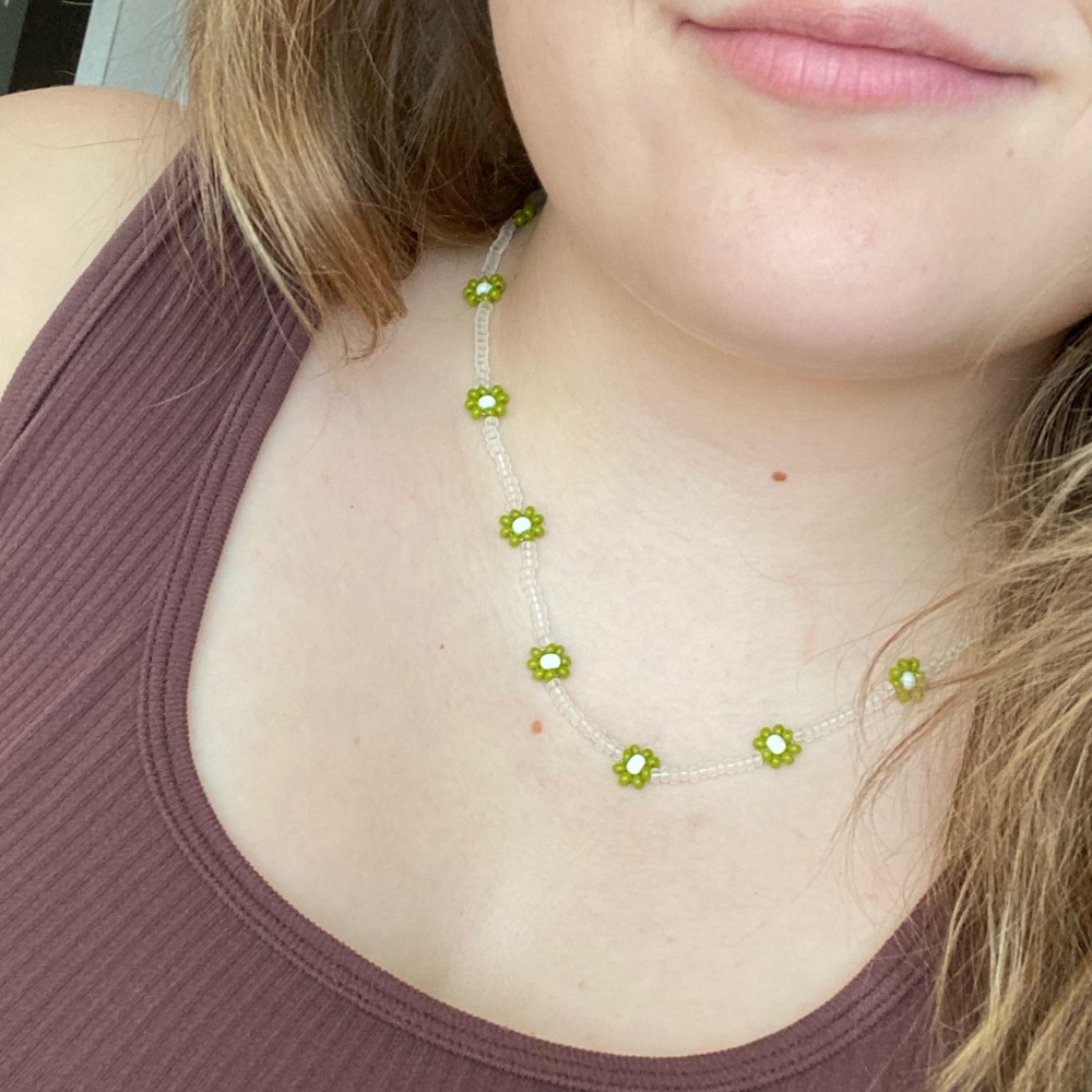 Handmade Daisy Chain Necklace with 18k Gold Plated Elements